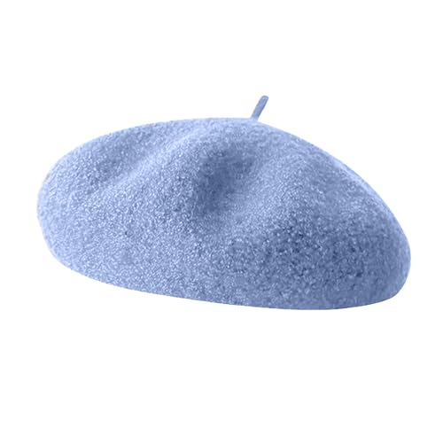 French Beret Hats for Women - Soft Warm Wool Solid Color Beanie Winter Cap - color: Brown