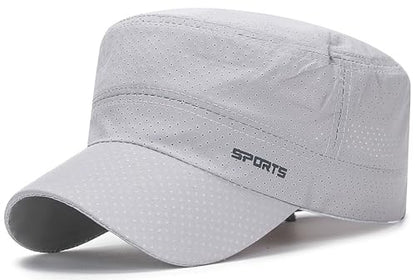 Army Cadet Cap for Men Military Style Flat Top Quick Dry Hat - color: Grey