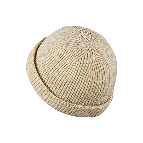 Croogo Brimless Hat Beanie Docker Cap Rolled Cuff Worker Sailor Skullcap - color: Ct47-beige