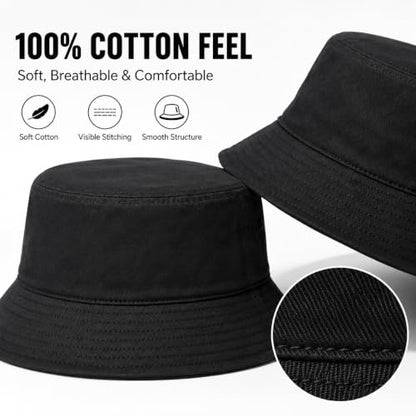 Bucket Hats Bulk Solid Color DIY Blank Hat Bucket Hats for Men, Women and Adults - color: 50 Pcs Black