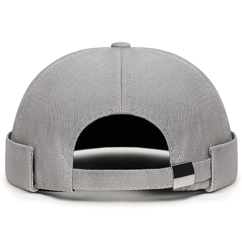DIYDECAL Brimless Docker Cap,Skullcap Beanie, Retro Sailor Hat for Mens Womens - color: Grey