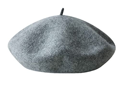 Kids Girls French Beret Hat Artist Hat Solid Warm Beanie Cap Winter Autumn - color: Grey
