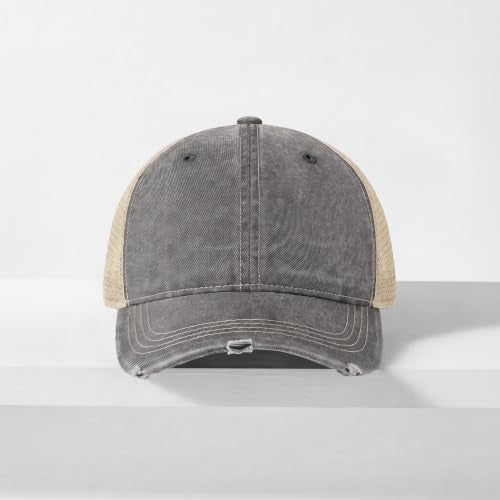 CHOK.LIDS Washed Trucker Hat Unstructured Distressed Pigment Dyed Cap - color: (Light Grey)