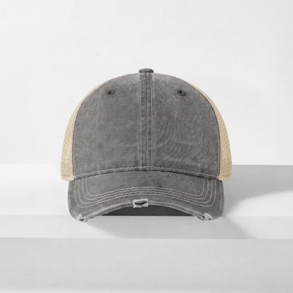 CHOK.LIDS Washed Trucker Hat Unstructured Distressed Pigment Dyed Cap - color: (Light Grey)