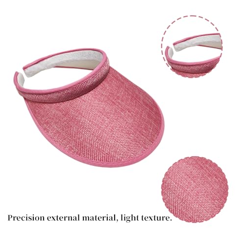 Women's Sun Visor Hats, 4 Pack Wide Brim UV Protection Empty Top Linen Visors Clip-on Headband Style Beach Hats for Women - color: White, Pink, Purple, Light Yellow