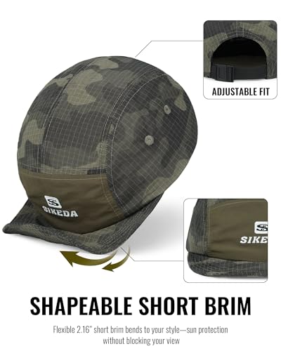 CLAPE Short Brim Cap for Men, Camouflage Quick Dry 5 Panel Running Hat - color: Bssd2577-grey