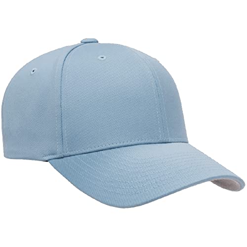 Flexfit Wooly Combed 6-Panel Structured Baseball Cap | Stretch Fitted - color: Carolina Blue, size: Small-Medium