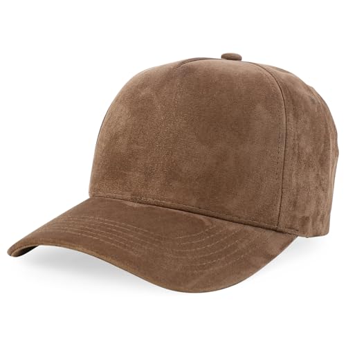 Trendy Apparel Shop 5 Panel Structured Soft Suede Snapback Ball Cap - color: Brown