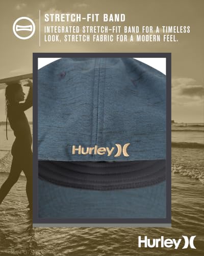 Hurley Mens Baseball Cap Curved Brim Moisture Wicking Flexfit Fitted Hats - color: Spruce Fog, size: Small-Medium