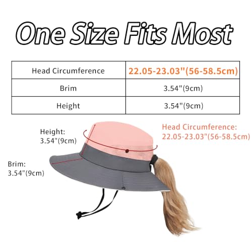 PFFY Sun Beach Hats for Women Men Wide Brim Fishing Bucket Hat - color: Pink/Grey