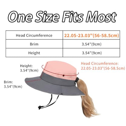 PFFY Sun Beach Hats for Women Men Wide Brim Fishing Bucket Hat - color: Pink/Grey