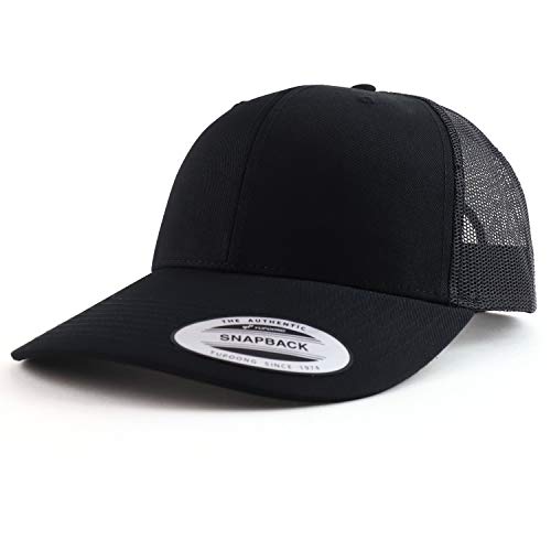 Trendy Apparel Shop Oversize XXL Structured Blank 6 Panel Retro Trucker Mesh Cap - color: Black
