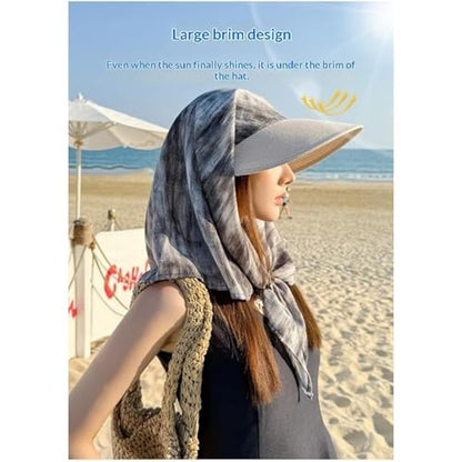 Sun Hats for Women Sun Protection Wide Brim Shawl with Neck Flap Hiking Visor Hat Outdoor UV Summer Beach hat - color: Green