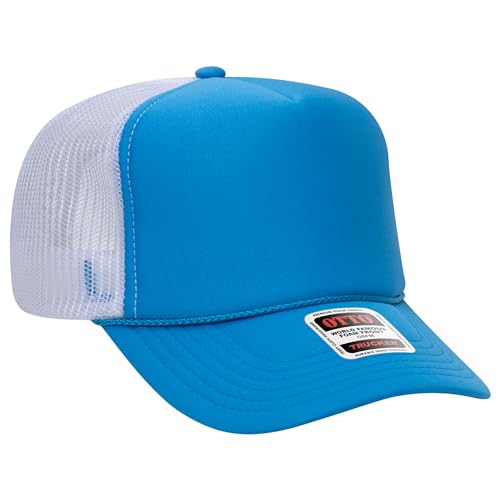 BROTHER TRUCKERS The World's Greatest Neon Colored Trucker Hat Blanks - Wholesale Bulk Unisex Snapback Hats - color: Neon Blue/Neon Blue/White