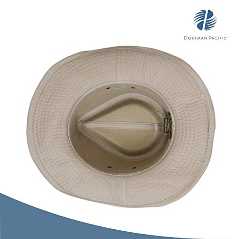 Dorfman Hat Co. - Saguaro -Men’s Twill Outback Hat -Garment Washed Twill -Faux Leather Band - UPF 50+ - color: Bark, size: Medium