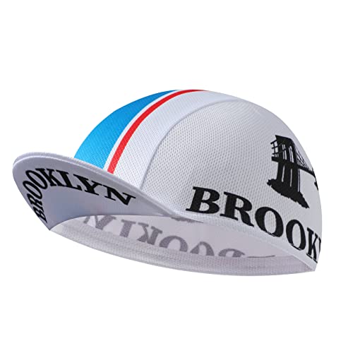 Brooklyn Cycling Cap - Retro Cycling Hat-Under Helmet - Cycling Helmet Liner Breathable&Sweat Uptake - color: White a