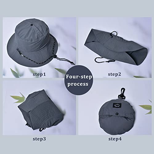 Waterproof Bucket Hat for Women and Men - UV Protection Beach Sun Hat Fishing Safari Boonie Hat Rain Hat Adjustable Packable - color: Grey - Waterproof