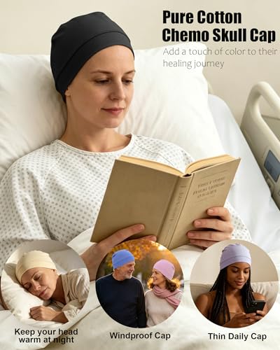 3-Pack 100% Cotton Skull Cap for Men Women Helmet Liner Caps - color: 3pcs Black