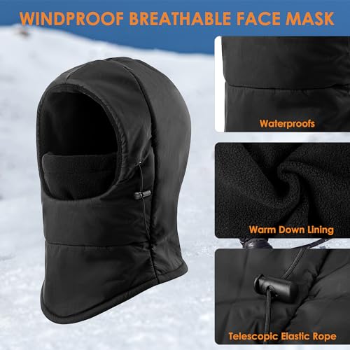 REDESS Winter Windproof Hat, Unisex Children Heavyweight Balaclava, Ski Mask with Thick Warm Fleece Face Cover - color: Sky Black