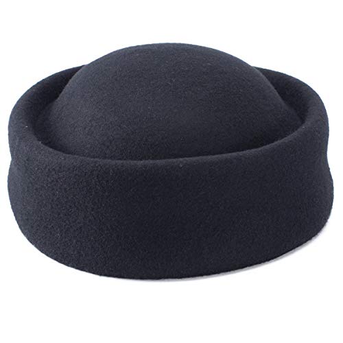 Lawliet Womens 100% Wool Felt Fascinator Hostess Pillbox Millinery Hat Base B028 - color: Black