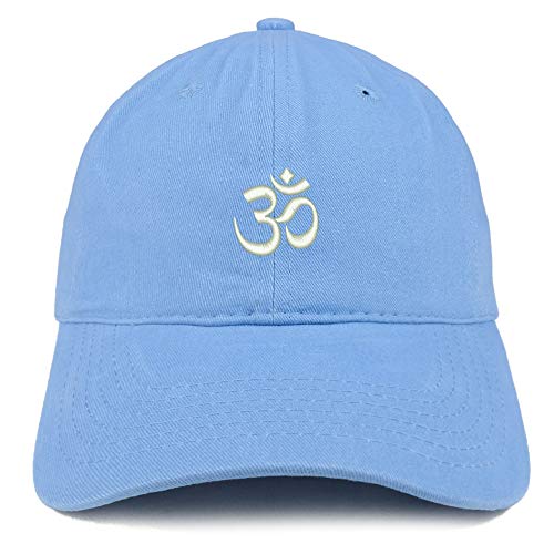 Trendy Apparel Shop Om Symbol Hinduism Embroidered Unstructured Cotton Dad Hat - color: Carolina Blue