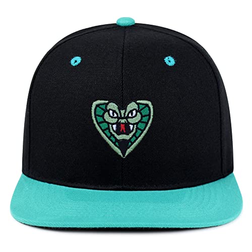 Snake Hip-Hop Snapback Hat Embroidered Baseball Cap Cobra - color: 15. Black/Aqua