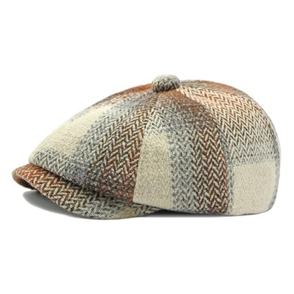 Mens Classic Newsboy Flat Cap Gatsby Ivy Cabbie Hat - color: B-khaki