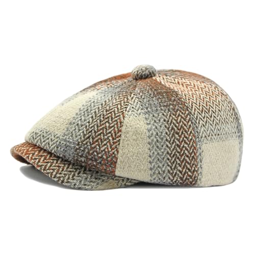 Mens Classic Newsboy Flat Cap Gatsby Ivy Cabbie Hat - color: B-khaki