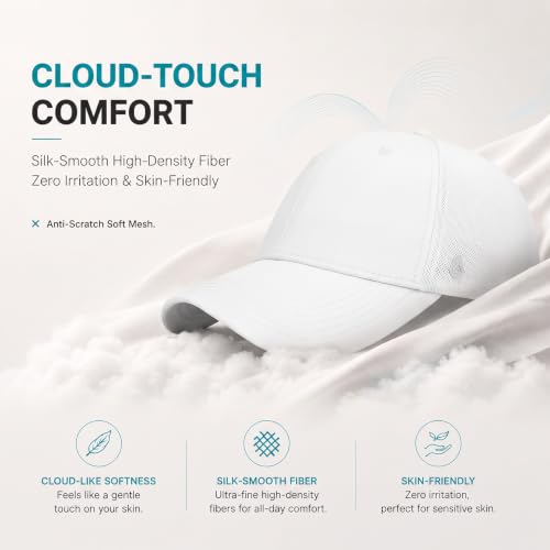 AOPREL Cloud-Touch Trucker Hat - High-Density Structured Mesh Baseball Cap Men & Women，Shape-Retaining Breathable UPF 50+ - color: Cloud White · Pure