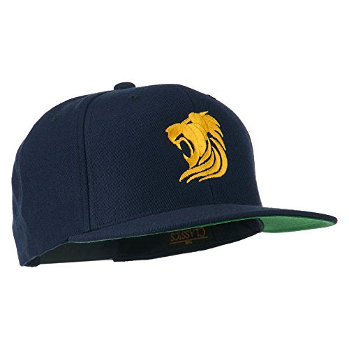 e4Hats.com Gold Lion Embroidered Wool Snapback Cap - color: Navy