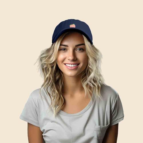 DALIX Peach Embroidered Dad Cap Cotton Baseball Hat Women - color: Navy Blue