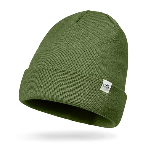 CLAPE Cuff Rolled Beanie for Men Women, Soft Knit Winter Hat Double-Layer Warm Ski Skull Cap Stretch Fit - color: Clkh02-green
