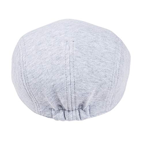 FEINION Men Cotton Newsboy Cap Soft Fit Cabbie Hat - color: Light Grey