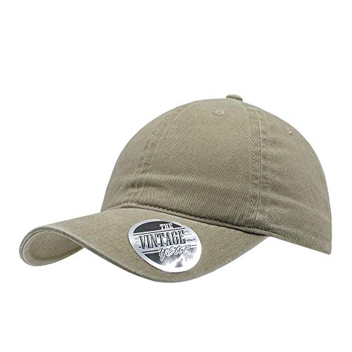 Classic Blank Dad Hat Cotton Adjustable Strap Baseball Cap - color: Khaki Washed