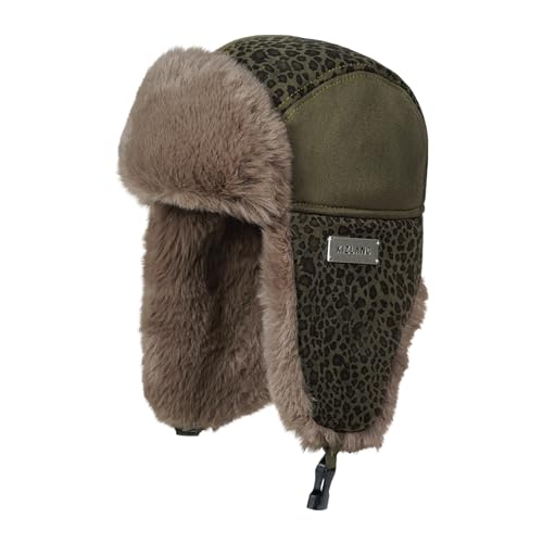 Croogo Faux Fur Trapper Hats with Ear Flaps Aviator Hat for Cold Weather Outdoor Ski Cap Black Ushanka Hat for Men Women - color: Pl2514-darkgreen