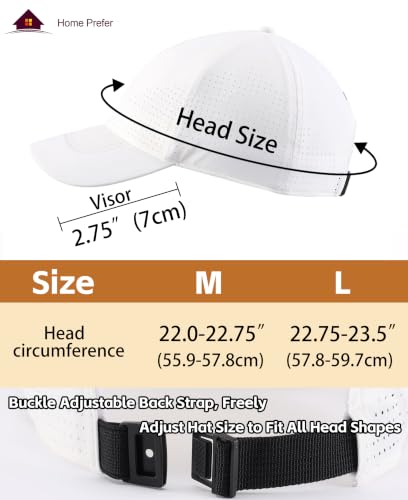 Home Prefer Mens Womens UPF50+ Sun Hat Athletic Adjustable Baseball Cap Quick Dry UV Protection Workout Running Golf Hat - color: White, size: Large