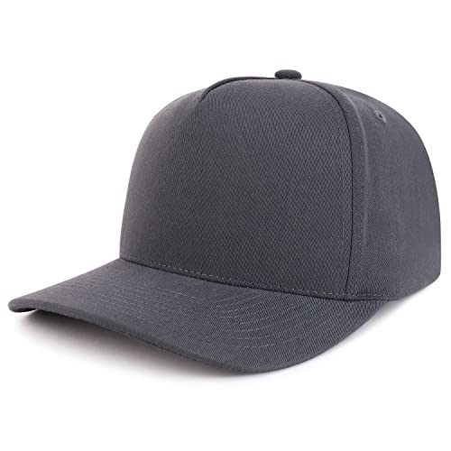 Trendy Apparel Shop Premium High Crown Cotton 5 Panel Pro Style Cap - color: Charcoal