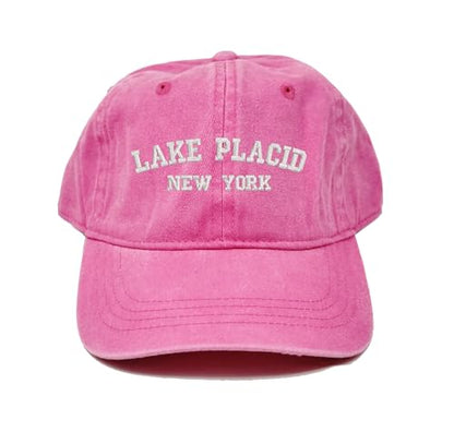Lake Placid New York Embroidered Cotton Baseball Cap hat - color: Pink