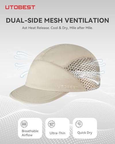 UTOBEST Race Day Performance Running Cap for Men Women - color: Beige