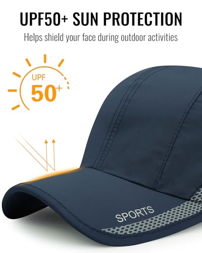 CLAPE Outdoor Sun Visor Hats Lightweight Waterproof Breathable Sports Hat UPF50+ Ultra Thin Cooling Baseball Hats - color: 02-dark Blue