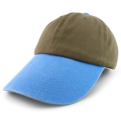 Armycrew XXL Oversize 4 Inch Long Bill Pigment Dyed Baseball Cap - color: Khaki Blue, size: XX-Large