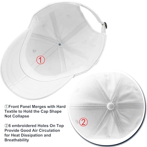 Loneshark Short Brim Baseball Hat for Running Small Bill Umpire Cap - color: White