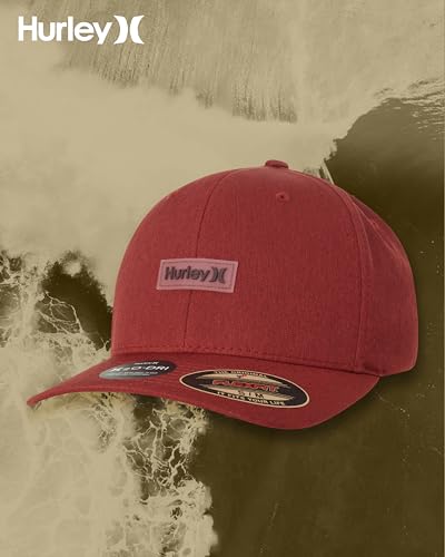 Hurley Mens Baseball Cap - Lightweight H2O-DRI Breathable Moisture Wicking Curved Brim Fitted Hats for Men - color: Burgundy, size: Small-Medium