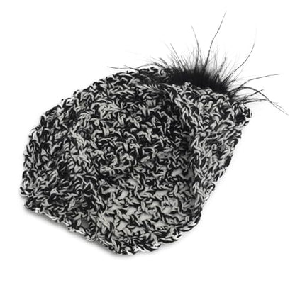 ZLYC Women Crochet Beanie Hat Summer Handmade Knit Decorated Skull Cap - color: Feather Black Mixed White Black