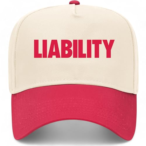Liability Vintage Trucker Hat | Premium Snapback Baseball Hat for Men & Women - color: Red/Natural