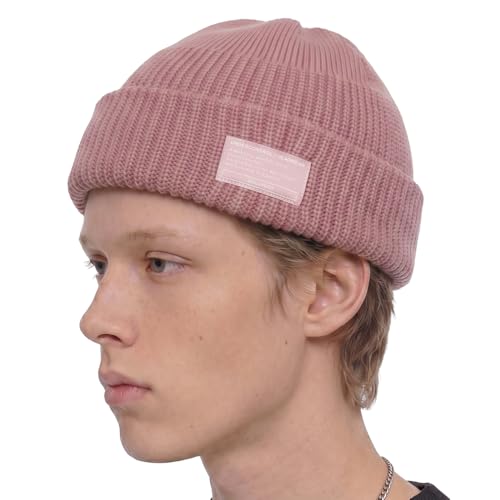 UNDERCONTROL Winter Trawler Fisherman Beanie Men Women Unisex Stylish Plain Docker Skull Hat Roll up Watch Cap Color Pack - color: Pink