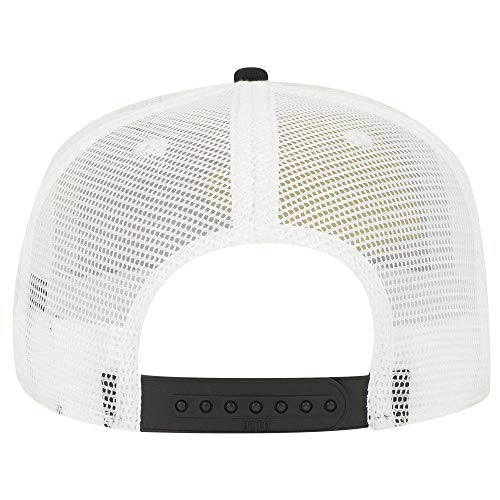 OTTO Square Flat Visor SNAP 5 Panel Mesh Back Trucker Snapback Hat - color: Blk/Blk/Wht