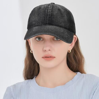 Baseball Cap for Women Men Classic Strapback Hats Adjustable Sun Hat - color: Black