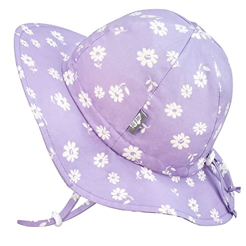JAN & JUL Adjustable Cotton Floppy Sun Hat with 50+ UPF Protection for Girls - color: Purple Daisy, size: 0-6 Months
