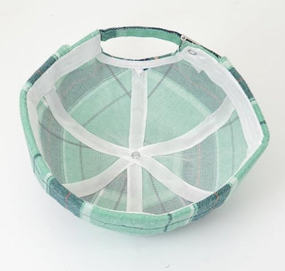 DIYDECAL Striped Plaid Brimless Worker Cap,Retro Skullcap Docker Hat for Men Womens - color: Green